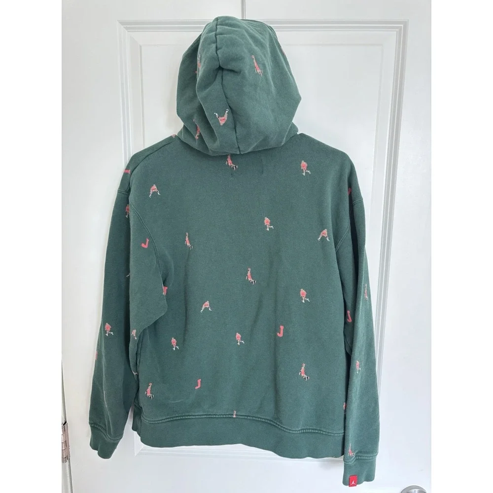 Jordan Essentials Holiday Jumpman AOP Fleece Green Hoodie Men's‎ Size Medium EUC